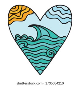 Decorative element sea and sun. Vector illustration