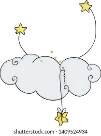 Decorative element with stars and cloud
