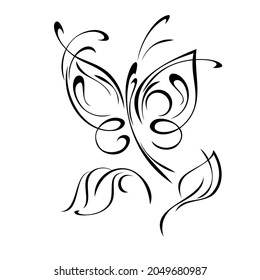 elemento decorativo con mariposa y hojas estilizadas. decoración gráfica