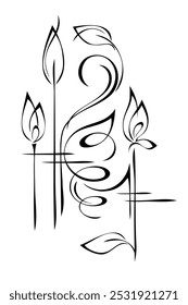 Decorative element with stylized flower buds and curls; graphic design