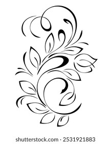 Decorative element with stylized flower buds and curls; graphic design