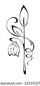 Decorative element with stylized flower buds and curls; graphic design