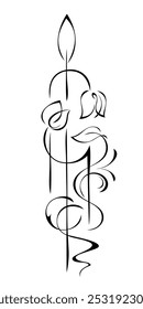 Decorative element with stylized flower buds and curls; graphic design