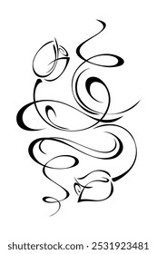 Decorative element with stylized flower buds and curls; graphic design