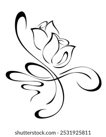 Decorative element with stylized flower buds and curls; graphic design