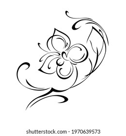 decorative element with a stylized flower on the stem, a single leaf and curls