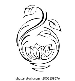 decorative element with a stylized flower surrounded by stems with leaves
