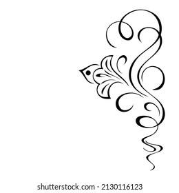 decorative element with stylized flower and vignettes. graphic decor