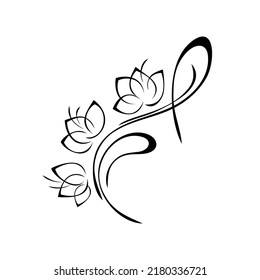 elemento decorativo con flores estilizadas sobre un tallo curvo estilizado. decoración gráfica