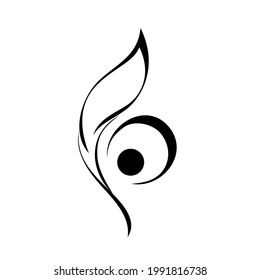 decorative element with a stylized leaf and a circle in black lines on a white background. the logo