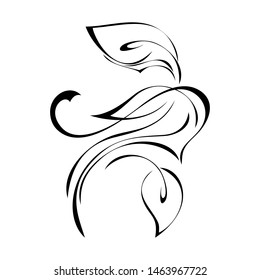 decorative element with stylized leaves and curls in black lines on a white background