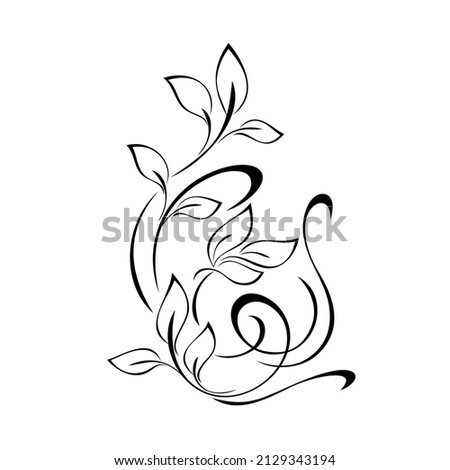 decorative element with stylized leaves and curls. graphic decor