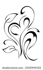 decorative element with stylized leaves and vignettes; graphic design