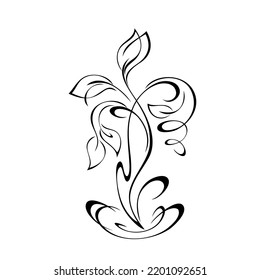 decorative element with a stylized twig with leaves and swirls. graphic decor