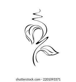 decorative element with a stylized twig with leaves and swirls. graphic decor