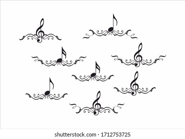 Decorative element with treble clef and note