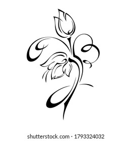 decorative element with two stylized flower buds and ornate ornaments