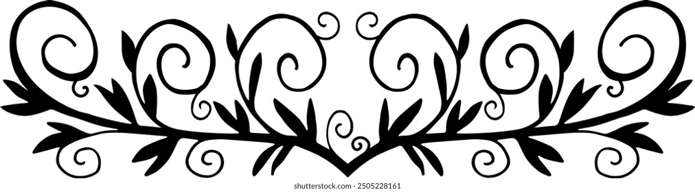 Decorative element. Vector illustration. Decorative monogram of curls. Hand drawing.