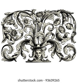 Decorative element  - vintage engraved illustration - "L'industrie et l'art décoratif aux deux derniers siècles" ed. Firmin-Didot - Paris