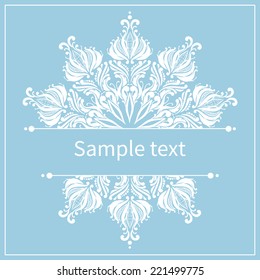 Decorative element. White ornament on blue background