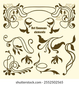 Decorative elements in Art Nouveau style. Vector.