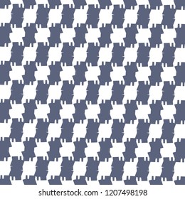 Decorative elements in blue and white, arranged as a chessboard. Textile pattern. Carpet texture. Vector illustration.