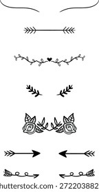 decorative elements and borders for greeting cards, invitations, banners, letters, social media stories, web pages