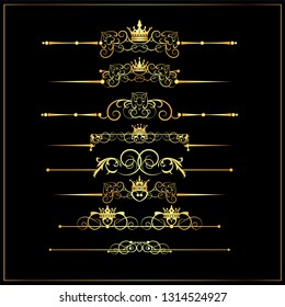 Decorative elements Calligraphic borders, swirl, scroll. Vector image