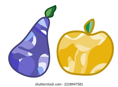 Decorative elements for decoration. pear, apple