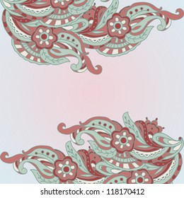decorative elements for design, with abstract floral background. Greeting card in grunge or retro style. Elegance pattern with flowers roses, floral illustration in vintage style Valentine