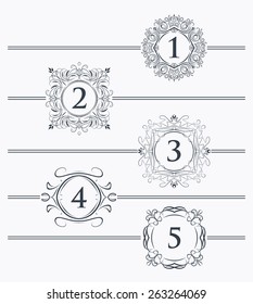 Decorative elements for design footer with the decor for the page number