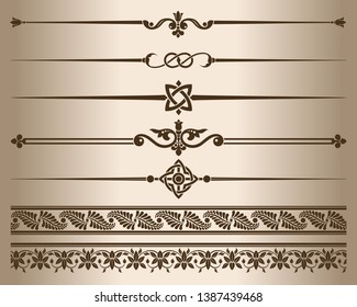 Decorative elements. Design elements - decorative line dividers and ornaments. Vector illustration.