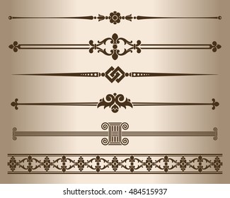 Decorative elements. Design elements - decorative line dividers and ornaments. Monochrome graphic element. Vector illustration.