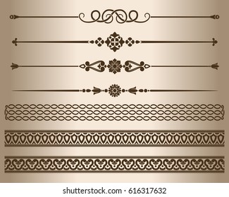 Decorative elements. Design elements - decorative line dividers and ornaments. Vector illustration.
