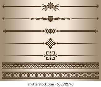 Decorative elements. Design elements - decorative line dividers and ornaments. Vector illustration.
