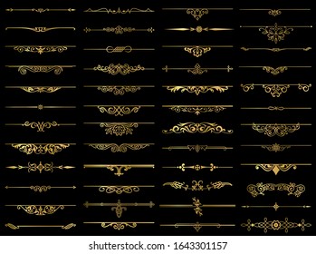 Decorative Elements Dividers Gold Set Design Stock Vector (Royalty Free ...