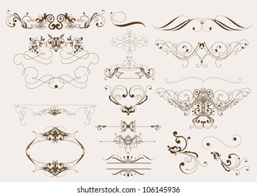 Decorative elements for elegant deign. Calligraphic vector