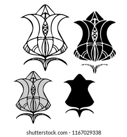 Decorative elements of ethnic style, themes for tattoo. Vector illustration.