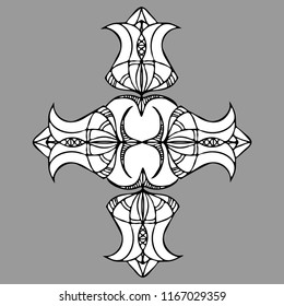 Decorative elements of ethnic style, themes for tattoo. Vector illustration.