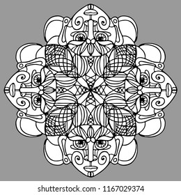 Decorative elements of ethnic style, themes for tattoo. Vector illustration.