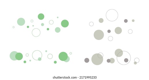 Elementos decorativos en forma de círculos con relleno y trazo, burbujas planas vectoriales coloreadas para el collage, diseño y decoración, para presentaciones de negocios. Elementos abstractos de color simple redondo