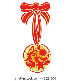 Decorative elements found in Christmas season with large ribbon.
