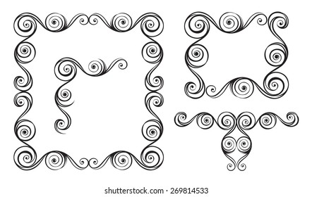 Decorative elements. Frames. Vector set