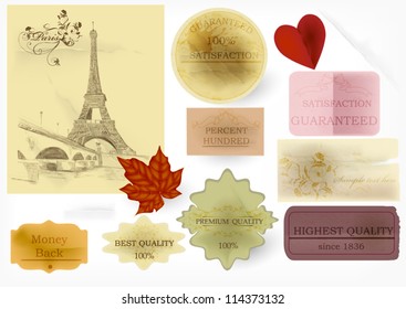 Decorative elements for labels design. Calligraphic vector