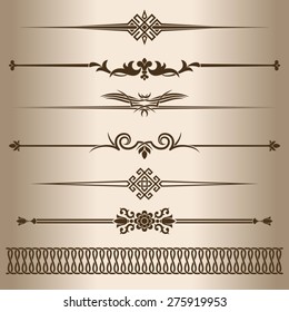 Decorative elements. Decorative line dividers and ornaments. Vector illustration.