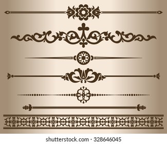 Decorative elements. Decorative line dividers and ornaments. Vector illustration.
