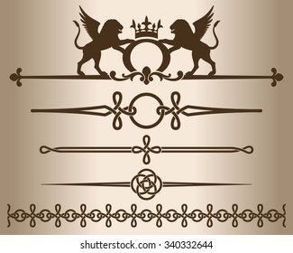 Decorative elements. Decorative line dividers and ornaments. Vector illustration.

