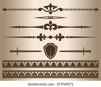 Decorative elements. Decorative line dividers and ornaments. Vector illustration.