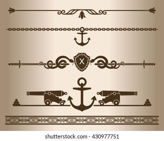 Decorative elements. Decorative line dividers and ornaments. Vector illustration.
