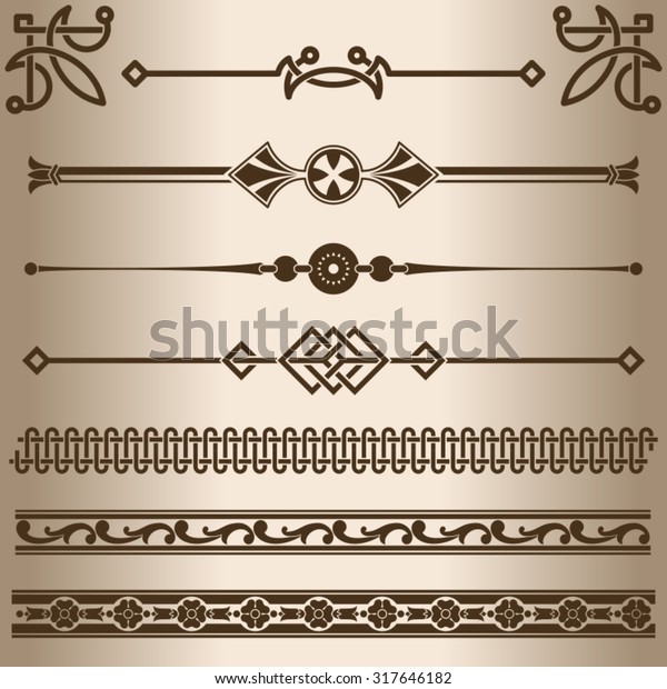 Decorative elements. Decorative line\
dividers and ornaments. Vector\
illustration.\
